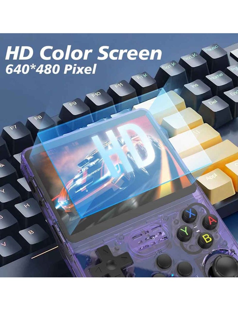 R36S Retro Handheld Video Game Console, 3.5 Inch IPS Screen Retro Video Game, Portable Durable Pocket Video Player, Lightweight Children Handheld Game, (1pc, Orange, 128GB) - Image 3