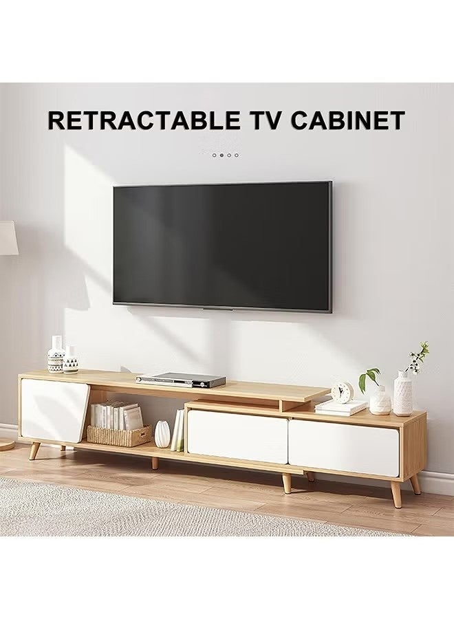 Beauenty Modern Minimalist TV Cabinet 120-200cm Adjustable Length Wooden TV Cabinet Living Room Storage Furniture Suitable For 45-75 Inch TV﻿ ﻿ (White) - Image 3