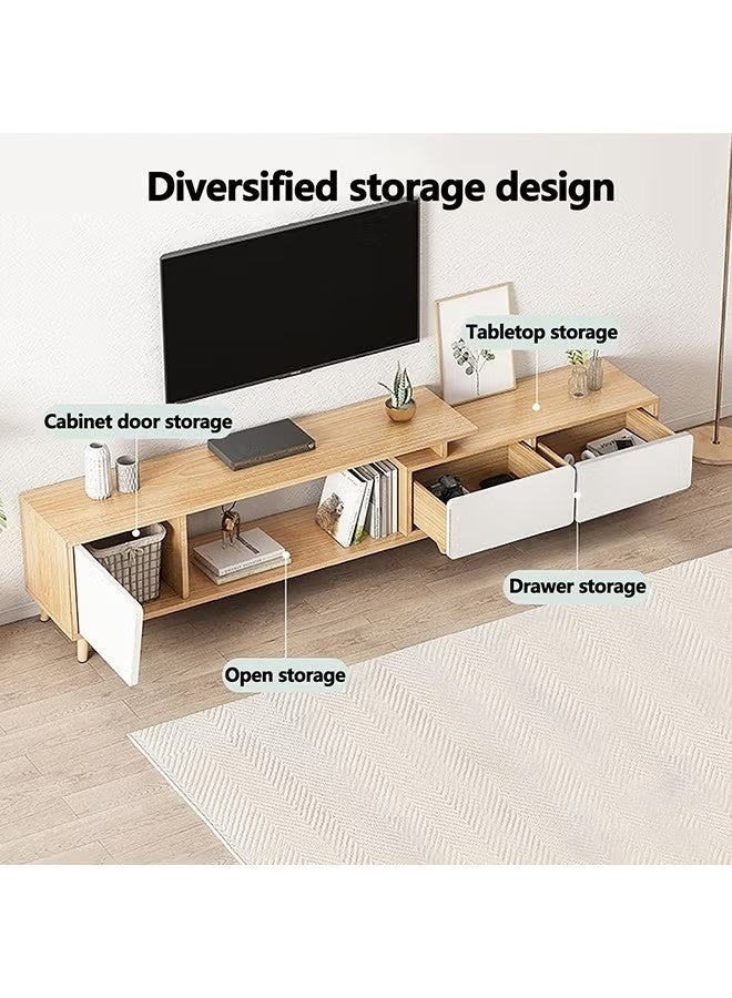 Beauenty Modern Minimalist TV Cabinet 120-200cm Adjustable Length Wooden TV Cabinet Living Room Storage Furniture Suitable For 45-75 Inch TV﻿ ﻿ (White) - Image 4