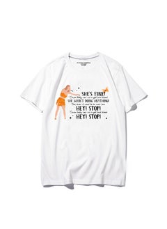 Taylor Swift Tshirt Tour Merchandise Eras Tour Short Sleeve round Neck Loose Fit Youthful Wool Blend Casual Abstract Pattern Tshirt Quit to fight white