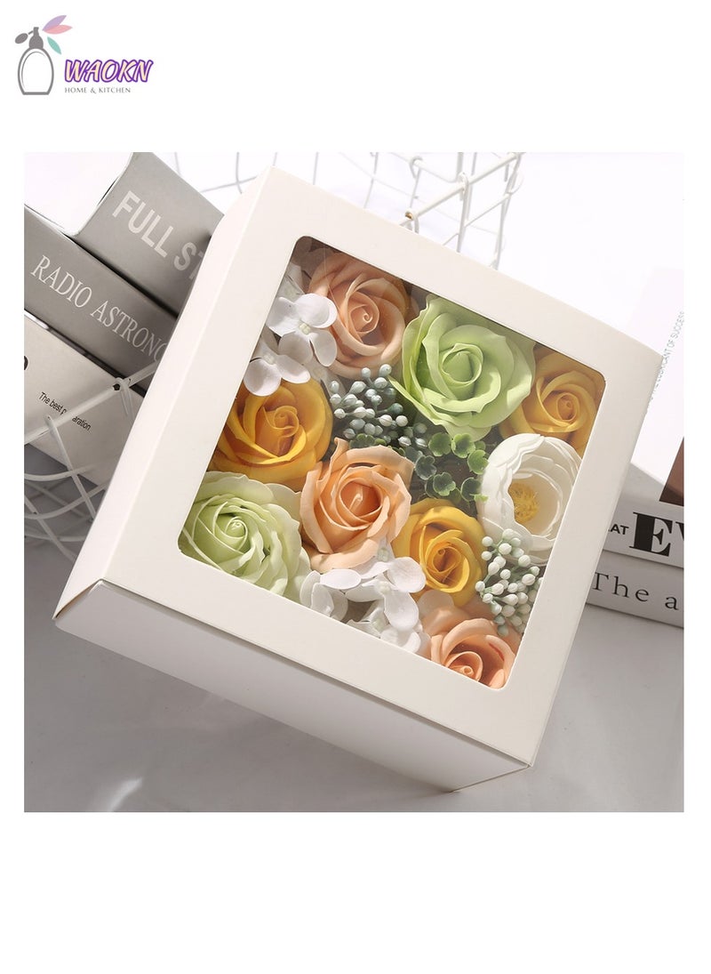 WAOKN Soap Flower Rose Boxed Square Gift High Appearance Level Creative Gift Box Home Decoration Respect for the Valentine's Day Wedding Gift - Image 1