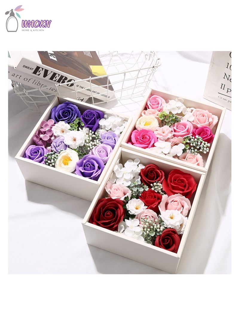 WAOKN Soap Flower Rose Boxed Square Gift High Appearance Level Creative Gift Box Home Decoration Respect for the Valentine's Day Wedding Gift - Image 4