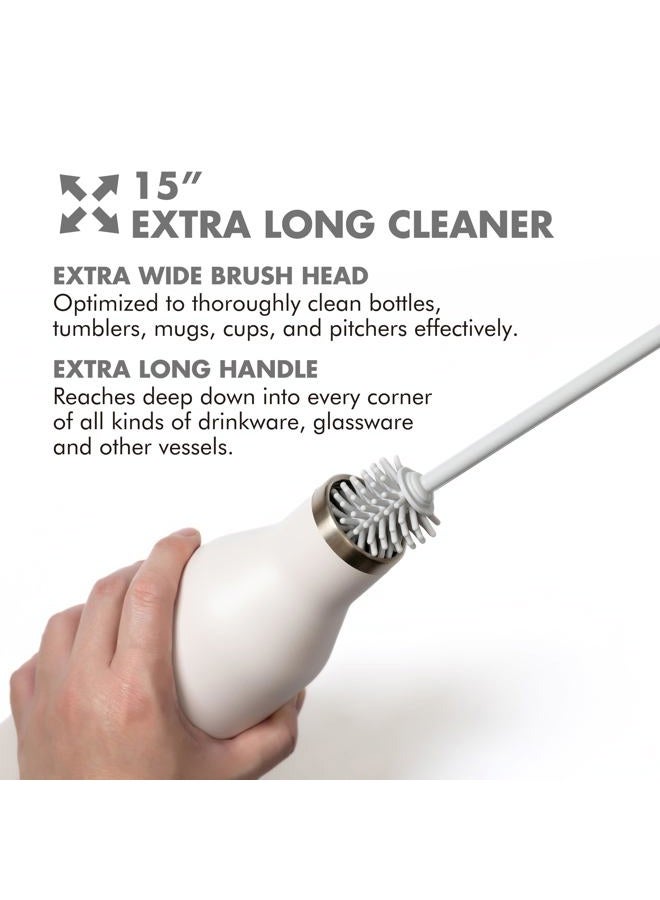 GrandTies Silicone Bottle Cleaning Brush Set | Extra Long Bottle Brush for Narrow Neck Bottle, Water Bottle, Cup, Mug, Blender Bottle, Tumbler, Hydro Flask, Baby Bottle, Wine Glass (Moonlight Gray) - Image 4