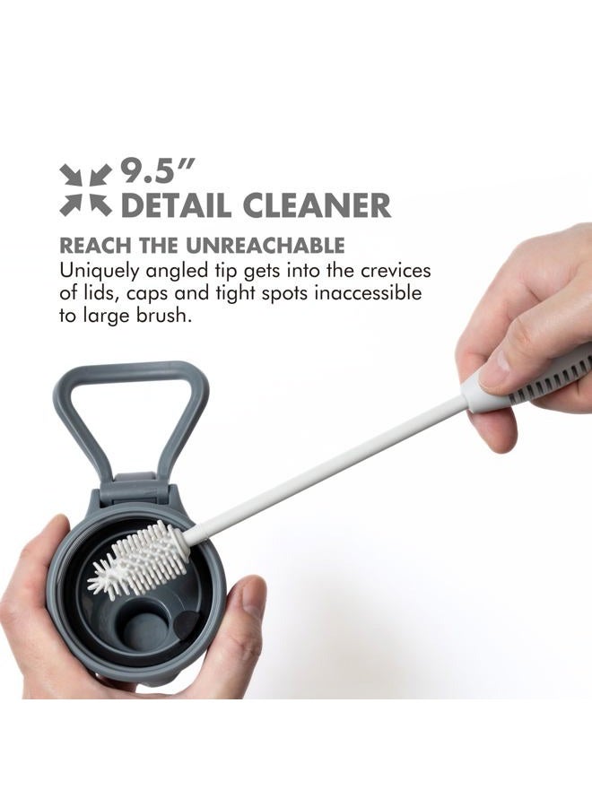 GrandTies Silicone Bottle Cleaning Brush Set | Extra Long Bottle Brush for Narrow Neck Bottle, Water Bottle, Cup, Mug, Blender Bottle, Tumbler, Hydro Flask, Baby Bottle, Wine Glass (Moonlight Gray) - Image 5