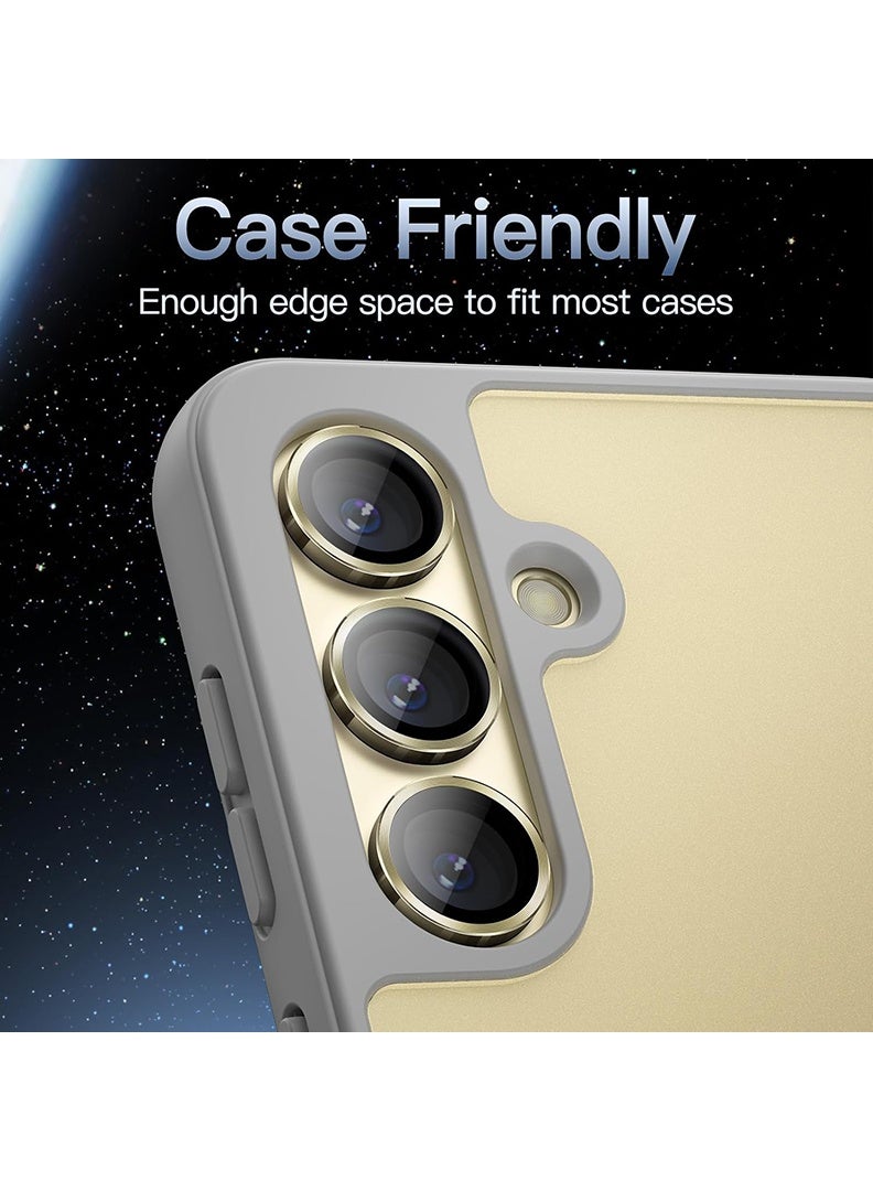 Theodor S23/ S23 Plus/ S24 5 Pcs Camera Lens Protector With 9H Tempered HD Glass Camera Cover Anti Scratch Aluminum Alloy Camera Ring, Titanium Gold - Image 4