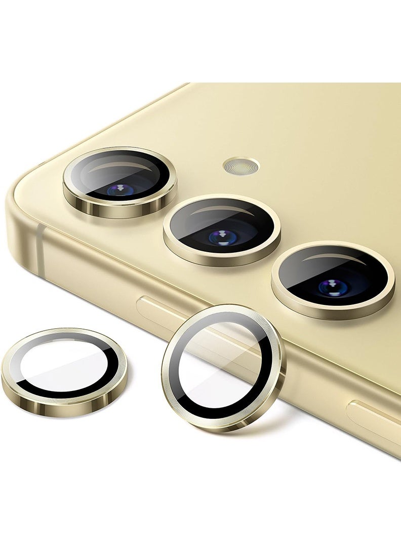Theodor S23/ S23 Plus/ S24 5 Pcs Camera Lens Protector With 9H Tempered HD Glass Camera Cover Anti Scratch Aluminum Alloy Camera Ring, Titanium Gold - Image 1