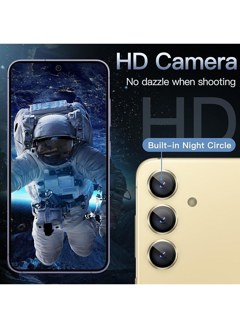 Theodor S23/ S23 Plus/ S24 5 Pcs Camera Lens Protector With 9H Tempered HD Glass Camera Cover Anti Scratch Aluminum Alloy Camera Ring, Titanium Gold - Image 5