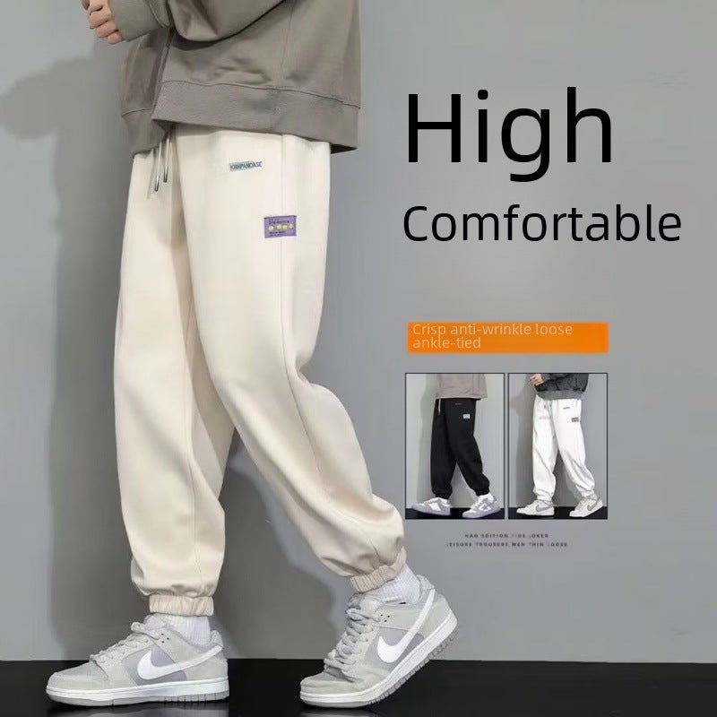 Spring and Autumn New Arrival Leg Pants Mens Casual Trousers Loose Leg Sweatpants Trendy Sports Pants Grey