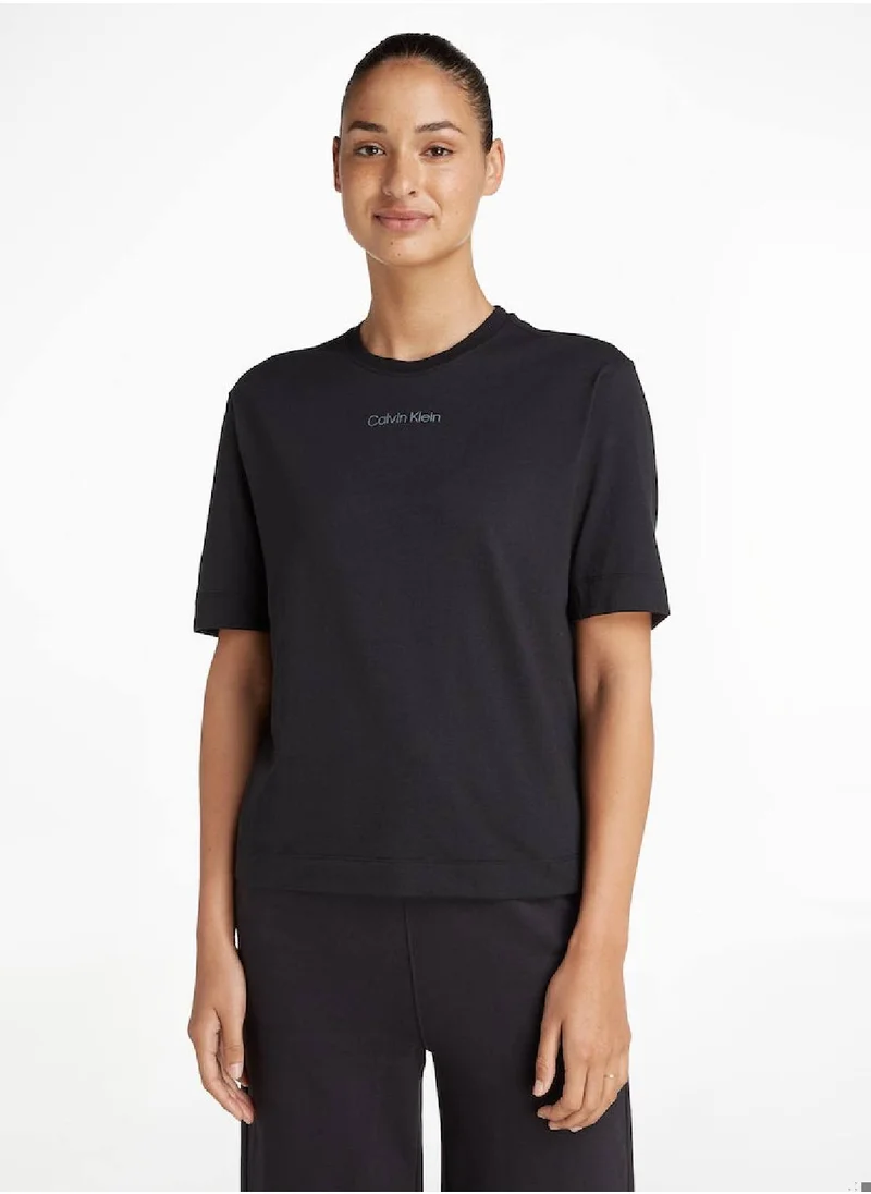 CALVIN KLEIN Calvin Klein Women's T-Shirt - Short Sleeves - Sportswear - Cotton , Black