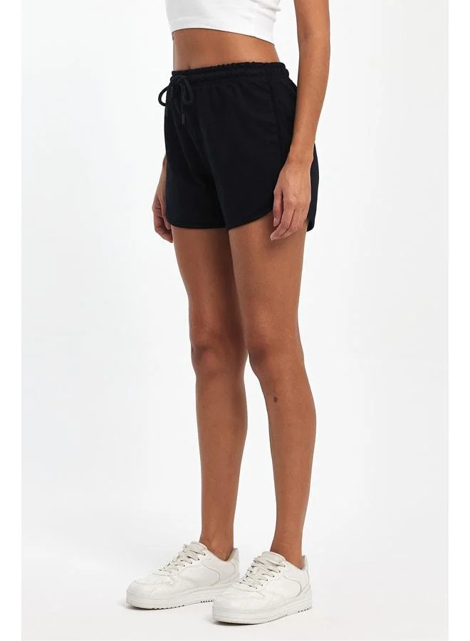 Mmetalic Women's Regular Fit Side-Slit Jersey Fabric Navy Mini Daily Shorts