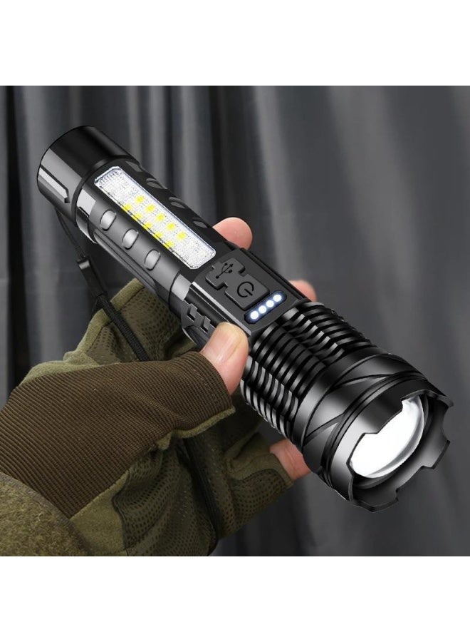 New Powerful Flashlight - USB Rechargeable Outdoor Lighting White Laser Flashlight with COB Work Light  - Image 2