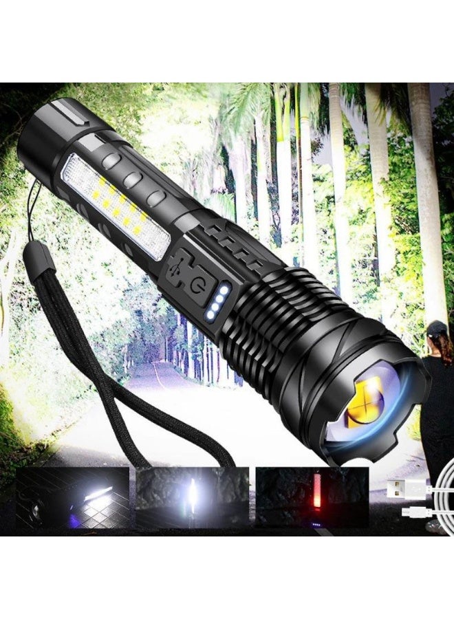 New Powerful Flashlight - USB Rechargeable Outdoor Lighting White Laser Flashlight with COB Work Light  - Image 3