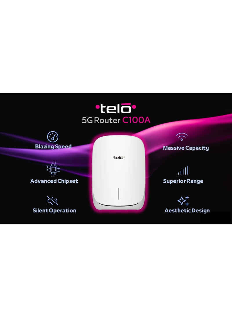 telo 5G C100A Router MediaTek T750 Chipset, 4.7 Gbps Download Speed for 5, Wi-Fi 6 White - Image 4