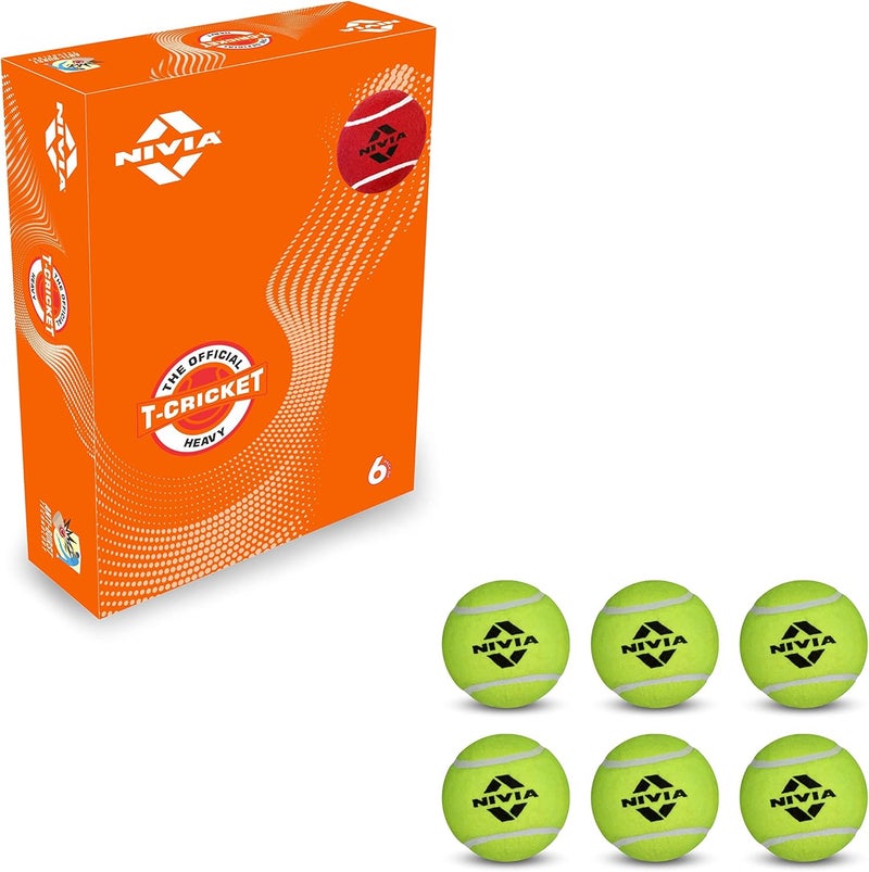 Nivia كرات تنس كريكيت ثقيلة الوزن - عبوة من 6 - Image 1
