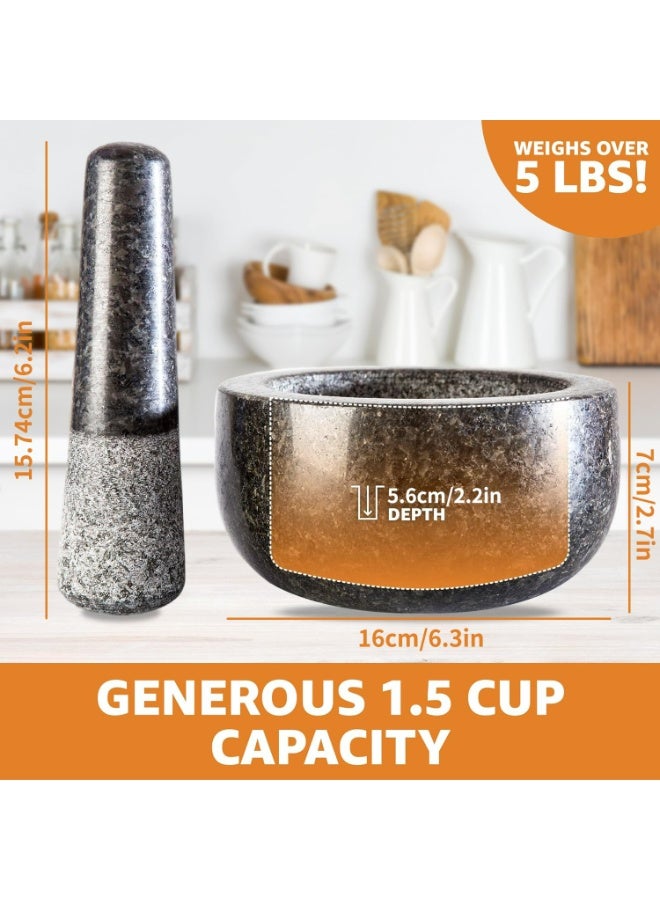 أوزيغالور مجموعة هاون ومدقة من الجرانيت، مدقة 17 سم وهاون 16 سم، طبيعي غير مصقول - Image 3