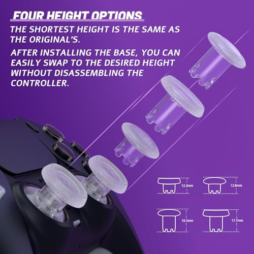 eXtremeRate ThumbsGear V3 Interchangeable Ergonomic Thumbsticks for PS5 Controller, Replacement Analog Thumb Sticks for PS4 Controller - 4 Height Adjustable Convex & Concave Grip Joysticks - Clear - Image 3