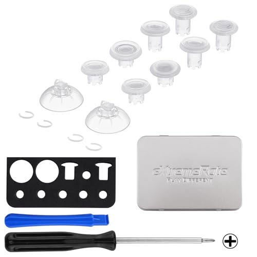 eXtremeRate ThumbsGear V3 Interchangeable Ergonomic Thumbsticks for PS5 Controller, Replacement Analog Thumb Sticks for PS4 Controller - 4 Height Adjustable Convex & Concave Grip Joysticks - Clear - Image 2