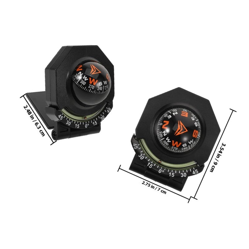 2Pcs Black Car Dashboard Ball Compass with Inclinometer High Precision for Vehicle Boat Navigation - Image 3