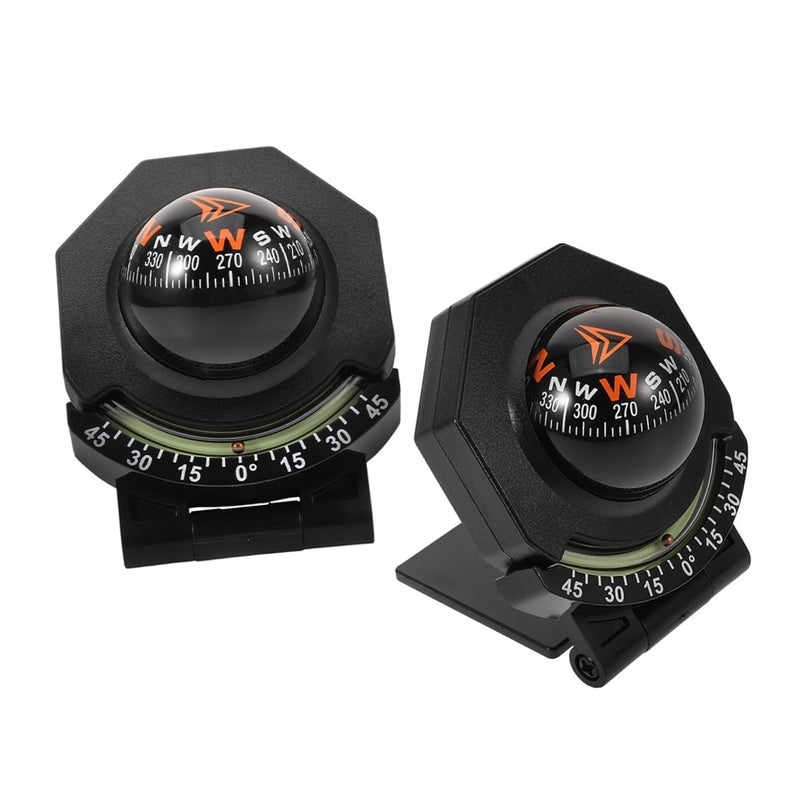 2Pcs Black Car Dashboard Ball Compass with Inclinometer High Precision for Vehicle Boat Navigation - Image 2