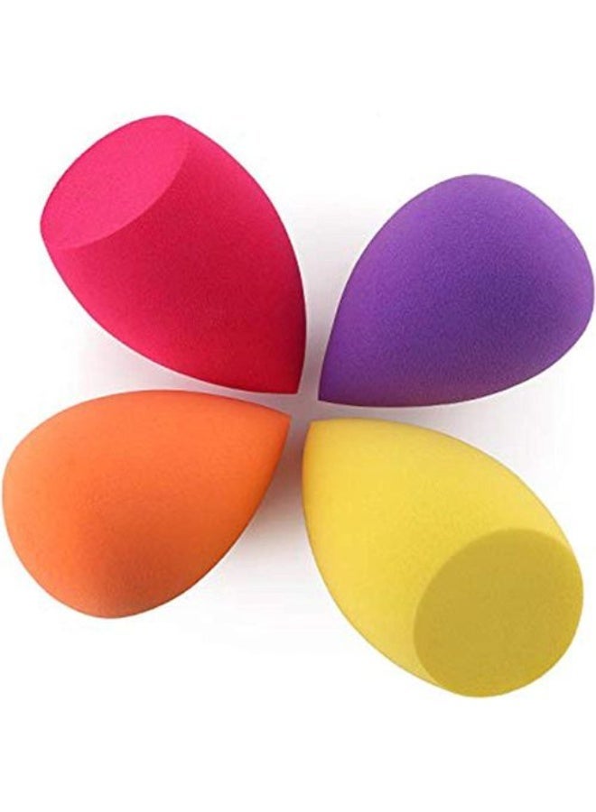 Makeup sponge set for wet and dry use. Blend foundation, cream, and powder, and seamlessly blend beauty products for a natural, even finish. 4-piece set. (Color may vary) - Image 1
