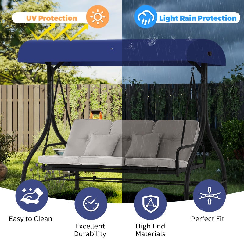 Mrsenloi Porch Swing Canopy Replacement Top, Swing Chair Canopy Replacement for GT Porch Swing Model GCS00229C (Blue) - Image 4