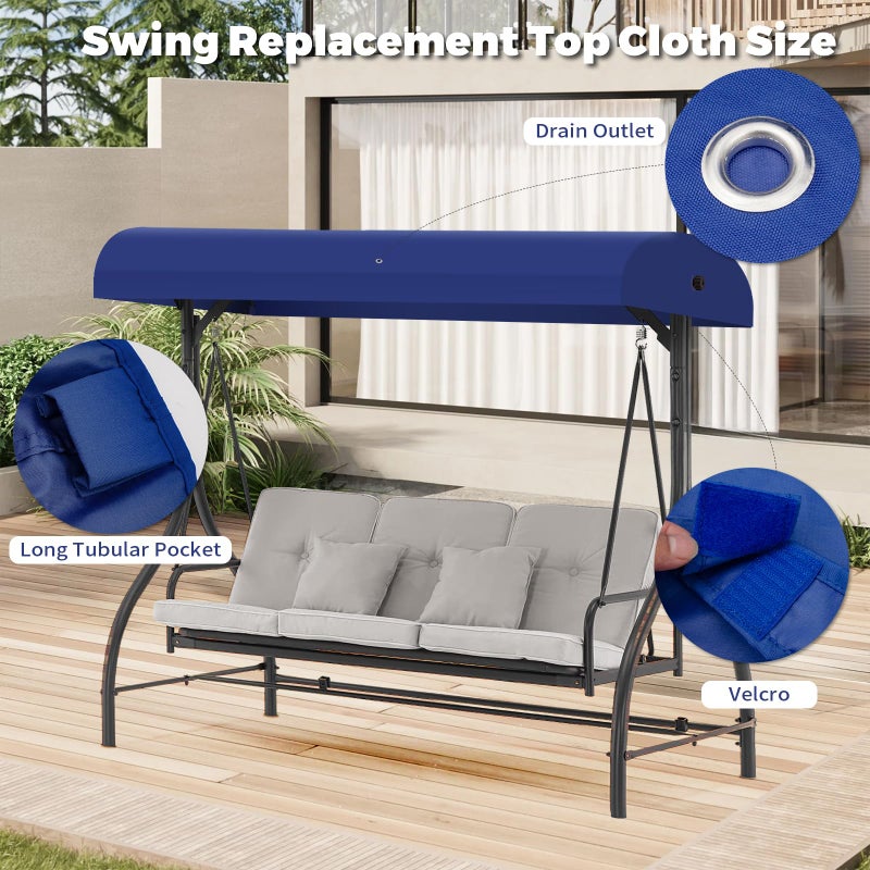 Mrsenloi Porch Swing Canopy Replacement Top, Swing Chair Canopy Replacement for GT Porch Swing Model GCS00229C (Blue) - Image 5