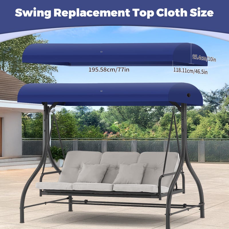 Mrsenloi Porch Swing Canopy Replacement Top, Swing Chair Canopy Replacement for GT Porch Swing Model GCS00229C (Blue) - Image 3