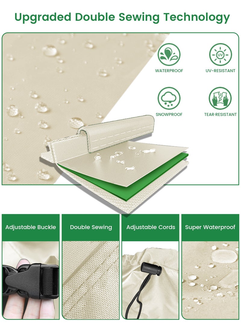 HomKawt Patio Furniture Cover Outdoor Furniture Cover Waterproof Furniture Cover, Dustproof and UV Resistant, Suitable for Sofa Combination Table and Chair Cover- 420D Beige - Image 2