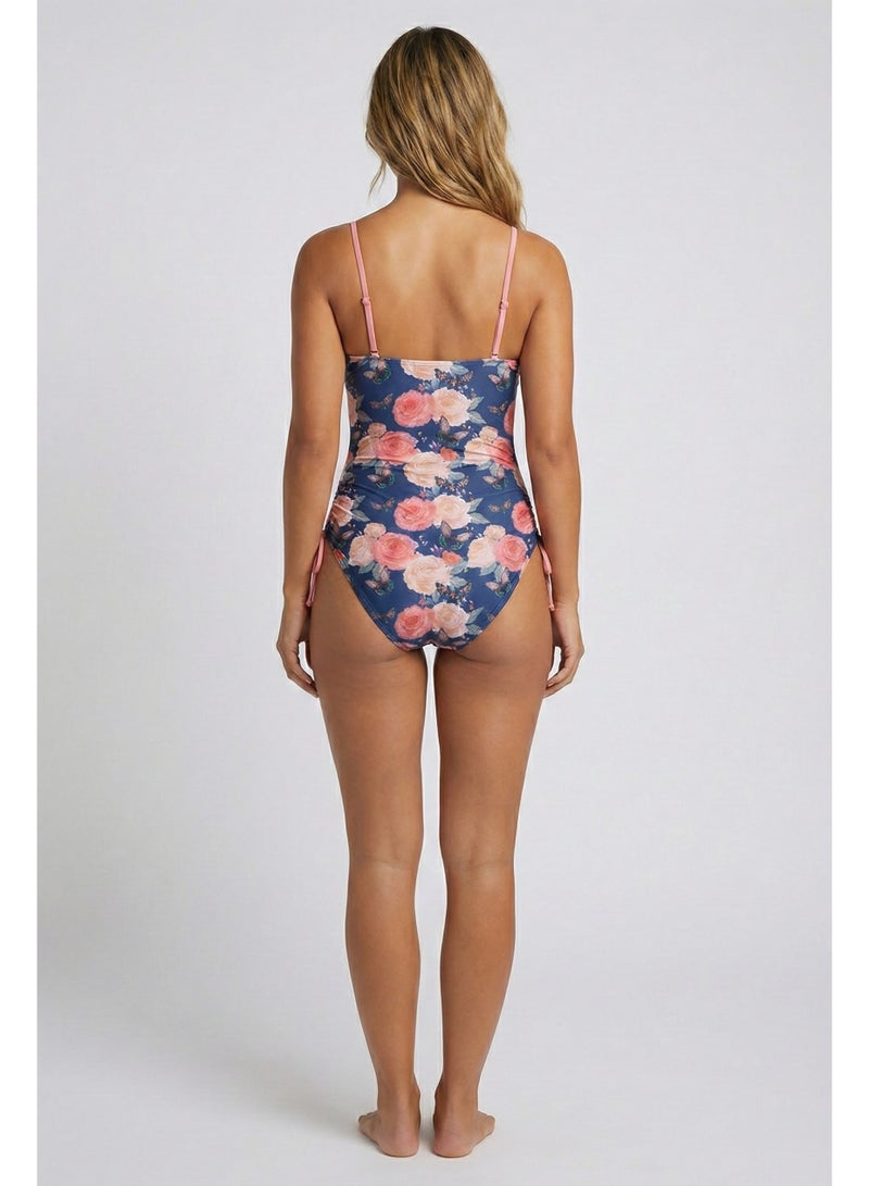 سيتوس بدلة سباحة سيتوس مزينة بزهرة الفراشة (أزرق/وردي) - Image 3