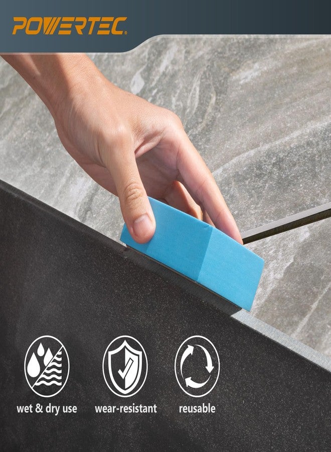 باورتيك وسادات تلميع يدوية من الألماس من POWERTEC، 200 حبيبة، عبوة واحدة، كتلة صنفرة ماسية لتلميع وطحن البورسلين والبلاط السيراميكي والزجاج والجرانيت والحجر والخشب والمعادن (71906) - Image 3