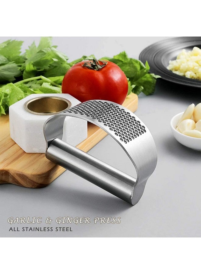 we3 Stainless Steel Garlic Crusher Mincer, Garlic Press Rocker, Silver - Image 2