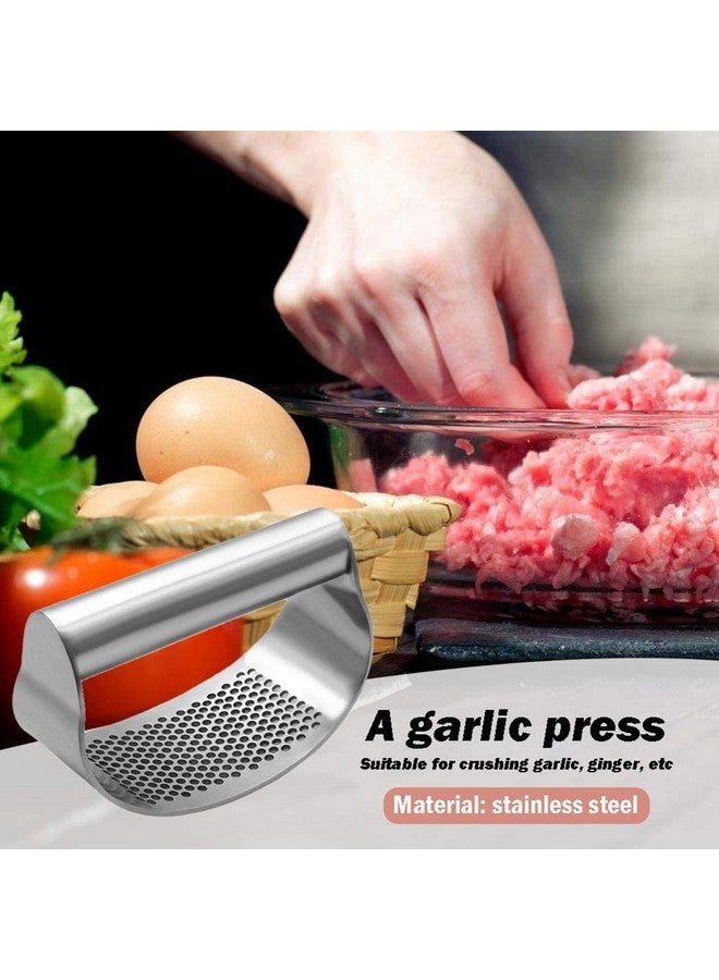 we3 Stainless Steel Garlic Crusher Mincer, Garlic Press Rocker, Silver - Image 3