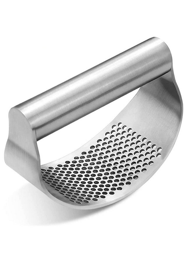 we3 Stainless Steel Garlic Crusher Mincer, Garlic Press Rocker, Silver - Image 1