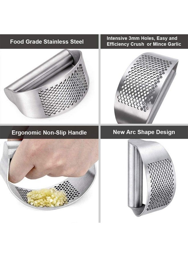 we3 Stainless Steel Garlic Crusher Mincer, Garlic Press Rocker, Silver - Image 4