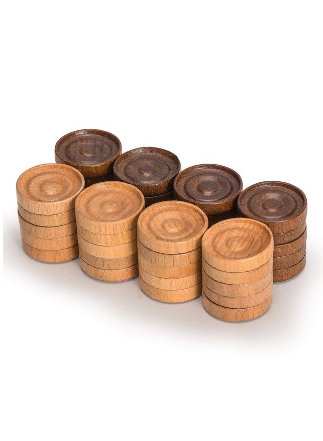 Yellow Mountain Imports Husaria Wooden Italian Style Checker Pieces With Stackable Ridges And Drawstring Pouch, 40 Pieces  - Image 3