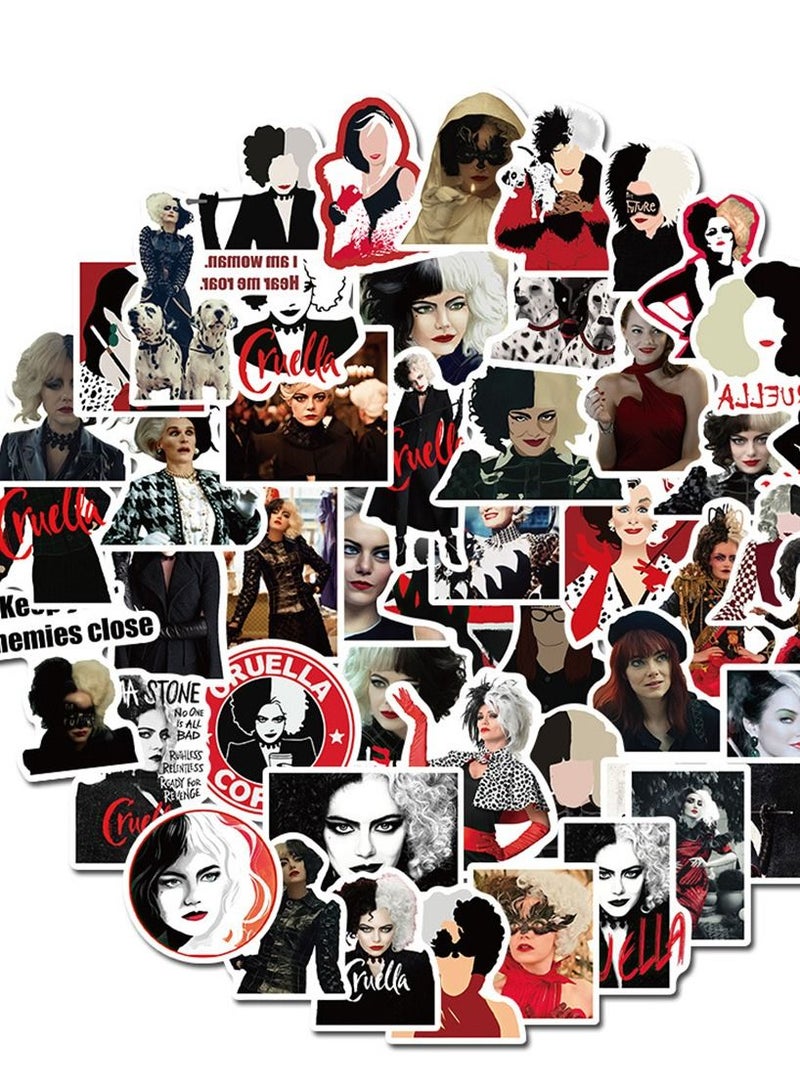 general 50-Piece Cruella de Vil Cute Vinyl Waterproof Sticker