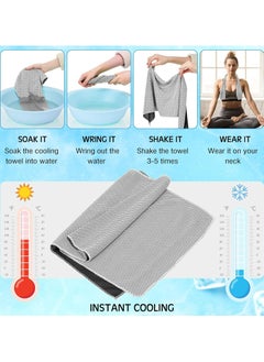 CMGTYYD CMGTYYD Cooling Gym Towel,Ice Towel for Neck and Face,Chilly Towel with Silicone Portable Storage Box,Breathable Sweat Towel for Yoga,Running,Gym,Outdoor Sports,90cm x 30cm(gray)  - Image 4