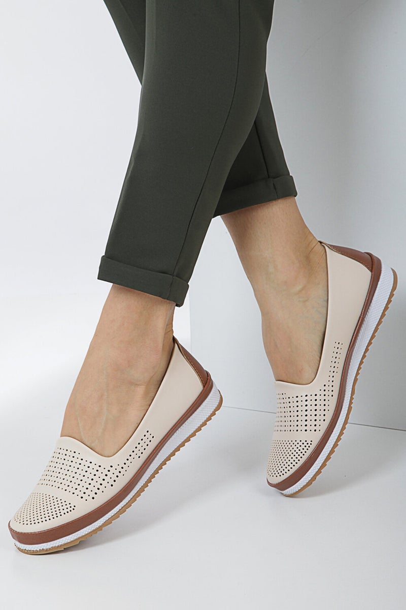 Kaof Shoes Women's Beige Shoes Mother Ballerina Shoes Mother's Shoes Women's Casual Shoes Women's Classic Shoes Mother's Shoes  - Image 1