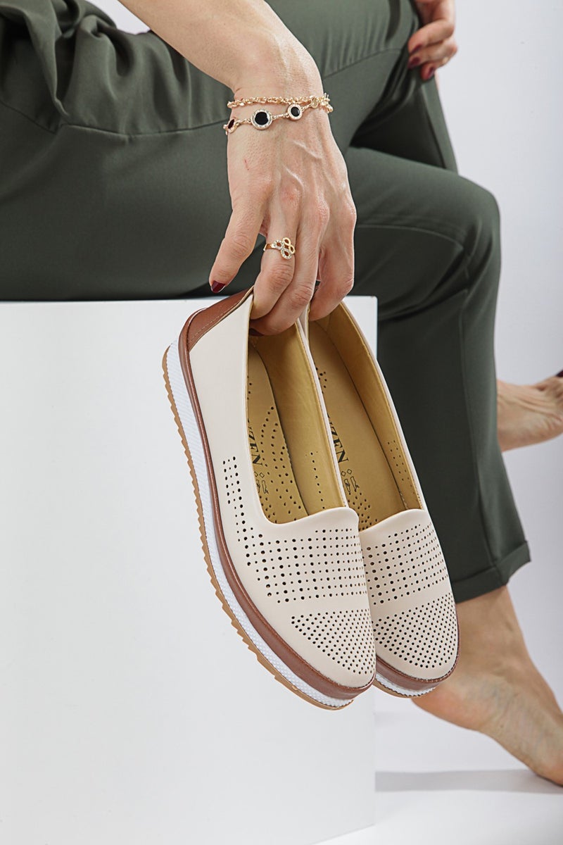 Kaof Shoes Women's Beige Shoes Mother Ballerina Shoes Mother's Shoes Women's Casual Shoes Women's Classic Shoes Mother's Shoes  - Image 2