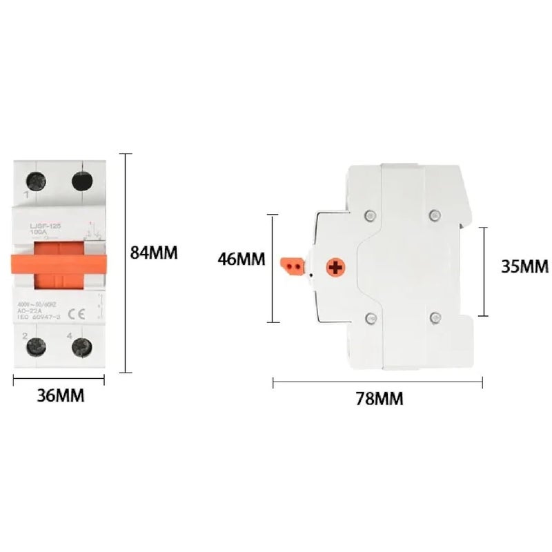125A Manual Transfer Switch 3 Position Circuit Breaker 100A 400V AC Solar Power Isolator - Image 5