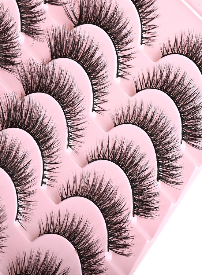 FARRED Cat Eye Lashes Short Natural Eyelashes Fluffy Wispy Lashes 14 Pairs False Lash Wispy Volume Fake Eyelash Faux Mink Strip Lashes Pack for Daily Makeup (F13 | 7-14 mm) - Image 3