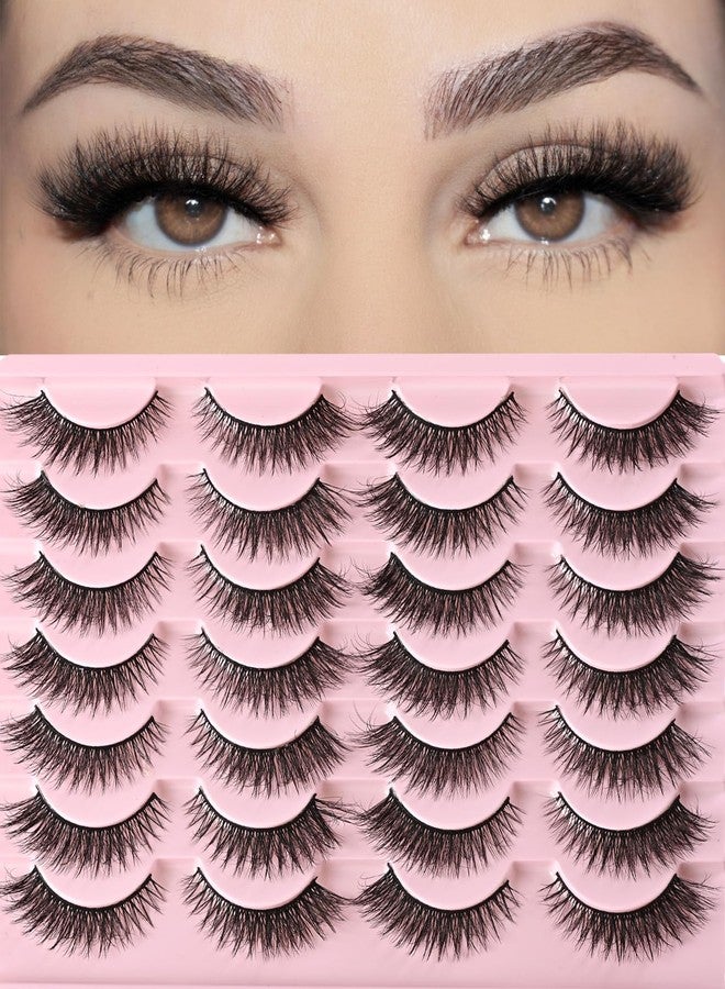 FARRED Cat Eye Lashes Short Natural Eyelashes Fluffy Wispy Lashes 14 Pairs False Lash Wispy Volume Fake Eyelash Faux Mink Strip Lashes Pack for Daily Makeup (F13 | 7-14 mm) - Image 1