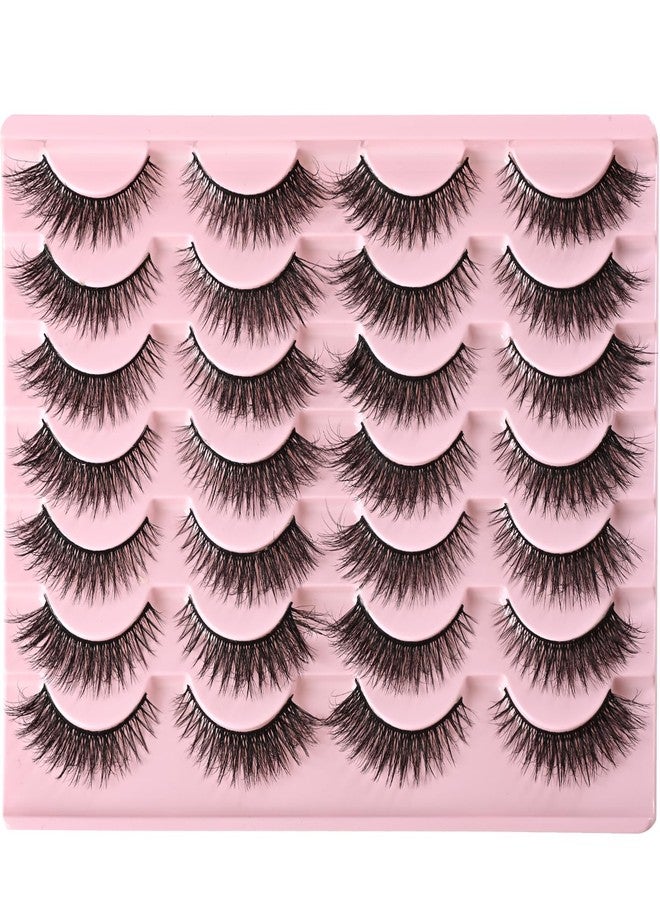 FARRED Cat Eye Lashes Short Natural Eyelashes Fluffy Wispy Lashes 14 Pairs False Lash Wispy Volume Fake Eyelash Faux Mink Strip Lashes Pack for Daily Makeup (F13 | 7-14 mm) - Image 4
