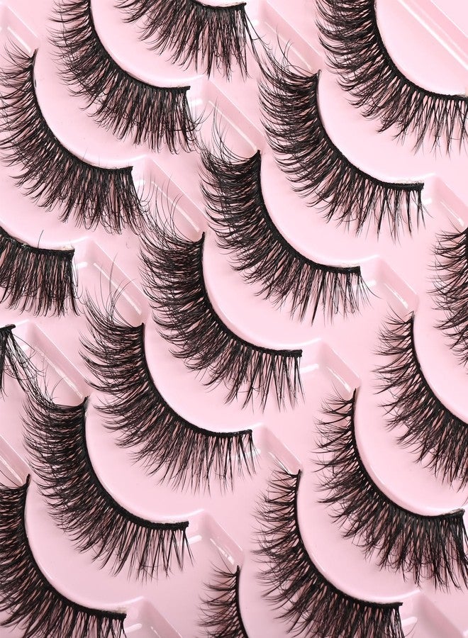 FARRED Cat Eye Lashes Short Natural Eyelashes Fluffy Wispy Lashes 14 Pairs False Lash Wispy Volume Fake Eyelash Faux Mink Strip Lashes Pack for Daily Makeup (F13 | 7-14 mm) - Image 5