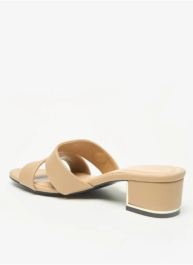 سيليست Womens Solid Slip-On Sandals with Block Heels