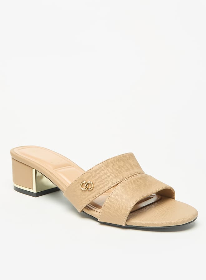 Celeste Womens Solid Slip-On Sandals with Block Heels  - Image 1