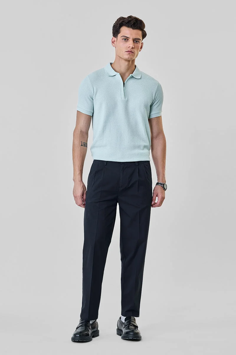 سنيتش Navy Solid Regular Fit Casual Chinos