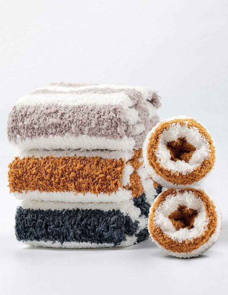 SOLARAE 5Pairs Fluffy Socks for Women Bed Socks Ladies Winter Thick Cozy Socks Warm Soft Fuzzy Home Slipper Socks, Perfect for Home, Sleep, and Athletic Wear, Plush Microfiber Socks of Great Gift Idea - Image 2