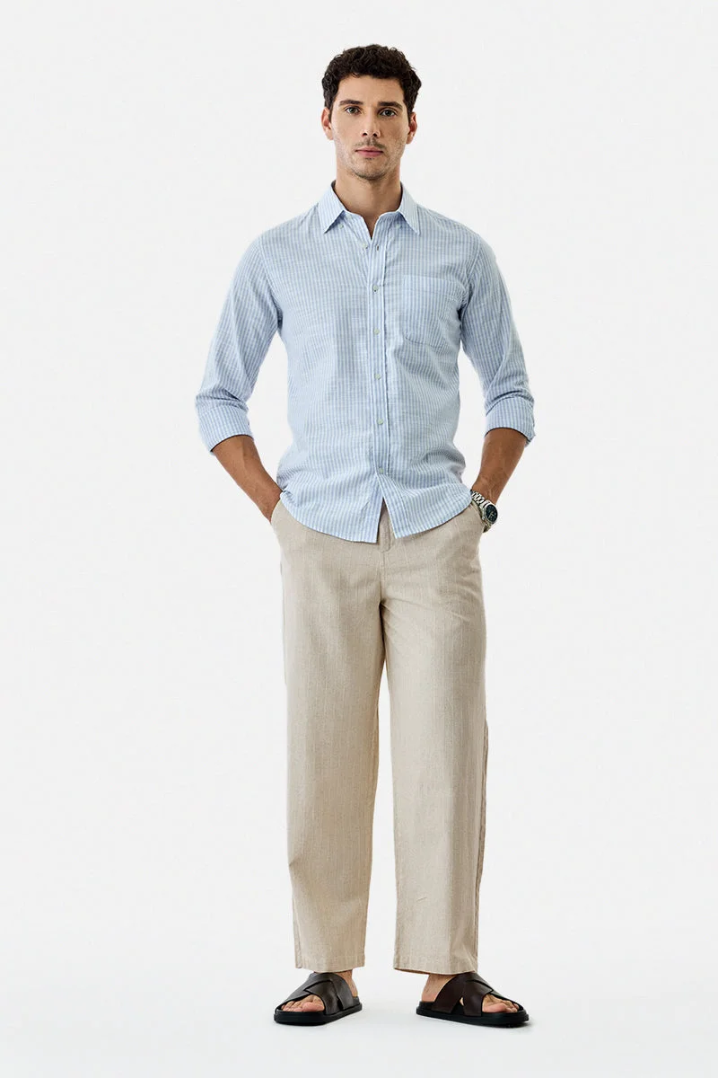 سنيتش Off White Textured Relaxed Trousers