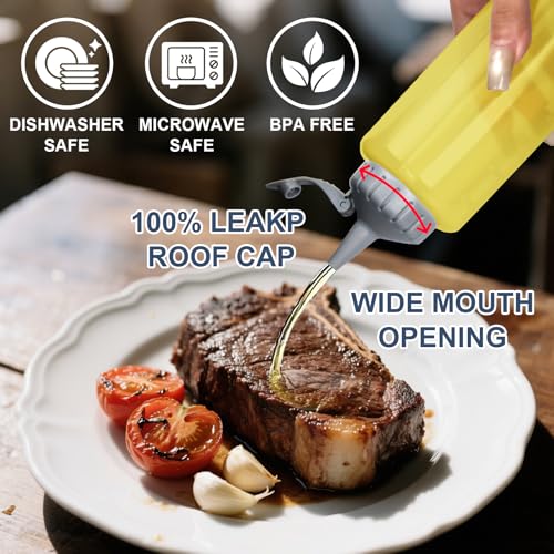 KEUYE Oil Bottle for Griddle With Twisting Lids, Griddle bottle squeeze for Sauces and Oil,Leak-proof,BPA Free Plastic,Gray,12oz(350ml),4Pack - Image 4